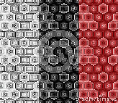 Abstract hexagon seamless pattern from striped elements. Part eight Vector Illustration