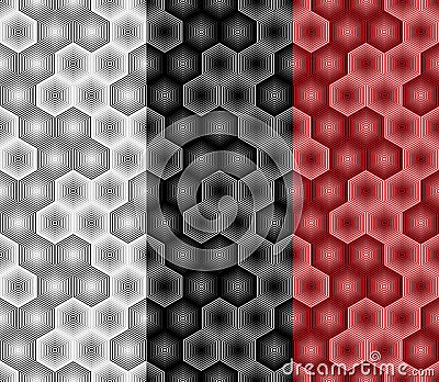 Abstract hexagon seamless pattern from striped elements. Part five Vector Illustration