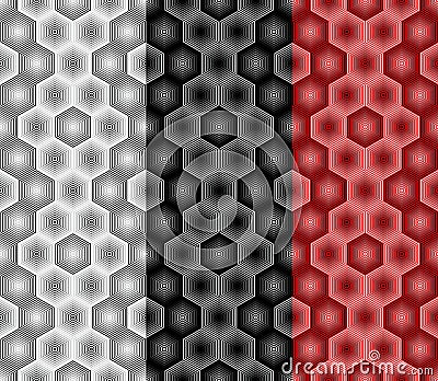 Abstract hexagon seamless pattern from striped elements. Part ten Vector Illustration