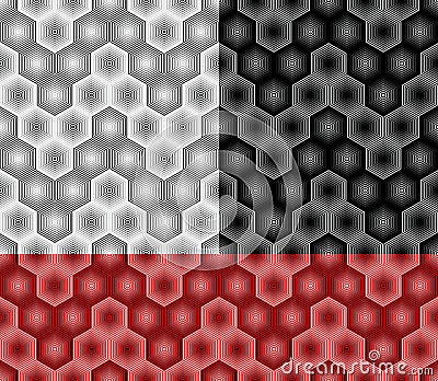 Abstract hexagon seamless pattern from striped elements. Part three Vector Illustration
