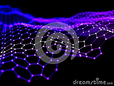 Abstract from hexagon wireframe surface background. Technology Stock Photo