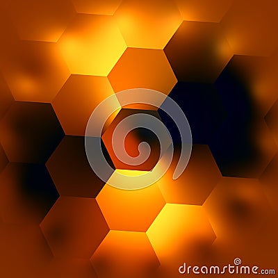 Abstract Hexagonal Background. Glowing Light Effect. Beautiful Modern Backgrounds. Soft Hexagon Mosaic. Creative Black Backdrop. Stock Photo