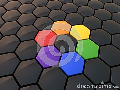 Abstract hexagonal color wheel Stock Photo