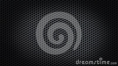 Abstract Hexagonal Metal Mesh in Black Background Stock Photo