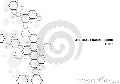 Abstract hexagonal molecule structure of neurons system. Digital technology background. Future geometric template Vector Illustration