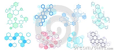 Abstract hexagonal structure. Futuristic composition, geometric hexagon network structures and honeycomb vector Vector Illustration