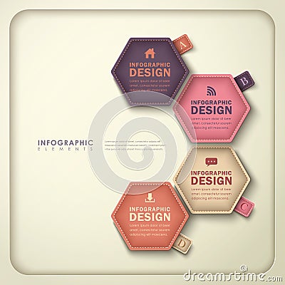 Abstract hexagonal tag infographics Vector Illustration