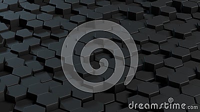 Abstract hexagons gray backdrop. 3d rendering geometric polygons Stock Photo