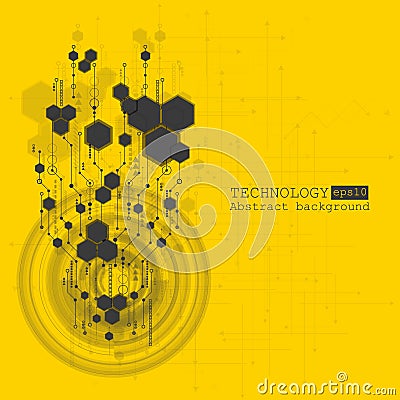 Abstract hi-tech, engineering, machine, technology concept. Vector abstract futuristic technology background Stock Photo