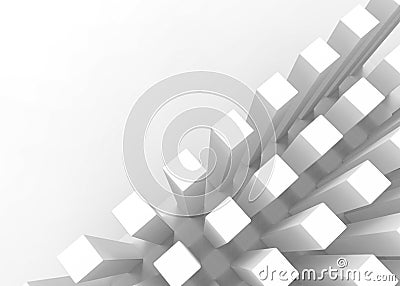 3d rendering. Abstract high long cube boxes on copy space white background Stock Photo