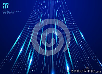 Abstract hight speed movement laser lines pattern and motion blur on dark blue background technology concept. Vector Illustration