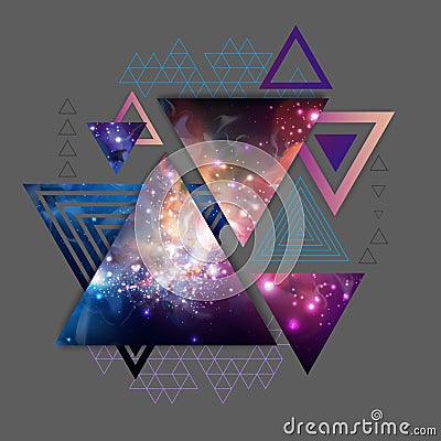 Abstract hipster polygonal triangle background with open space inside. Vector Illustration