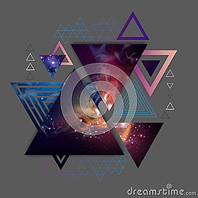 Abstract hipster polygonal triangle background with open space inside. Vector Illustration