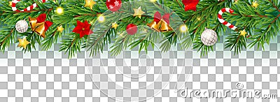 Abstract Holiday New Year and Merry Christmas Border on Transparent Background Vector Illustration Vector Illustration