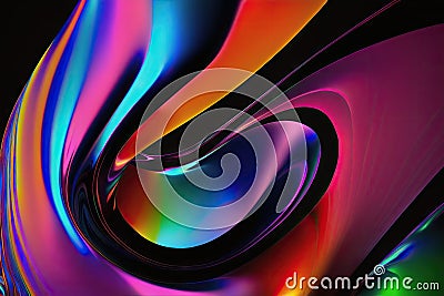Abstract holographic background with glitched wavy surface of lines. Retrofuturistic vaporwave, generative ai Stock Photo