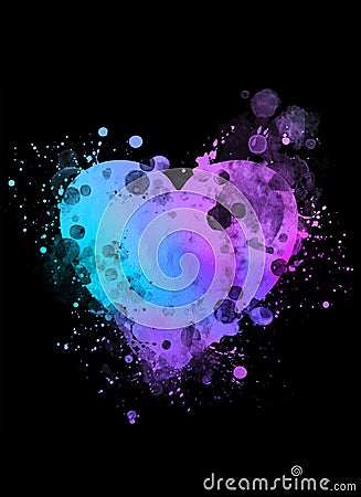 Abstract holographic splattered heart Stock Photo