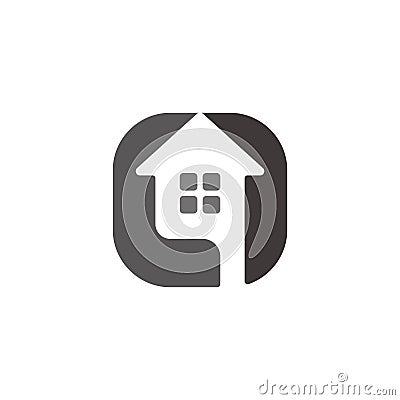 Abstract home arrow up square letter q logo vector Vector Illustration