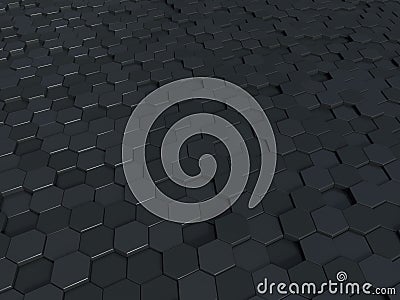 Abstract honeycomb metallic panels 3d background. Metallic hexagonal dark background or texture Stock Photo