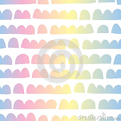 Abstract horizontal kids shapes rainbow colors seamless vector pattern paper cut out collage style Vector Illustration