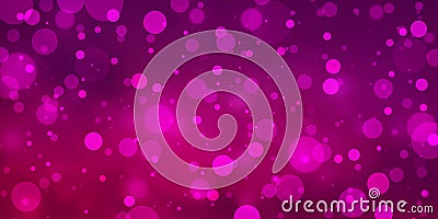 Abstract hot pink and red glitter background with white bokeh lights or circle shapes on blurred purple violet and red Stock Photo