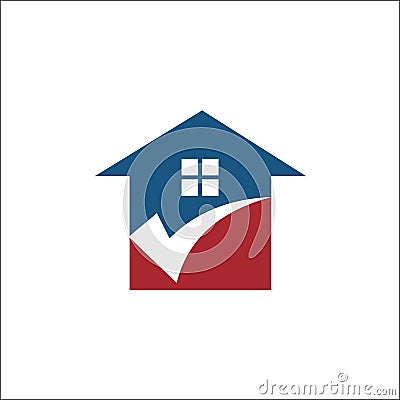 Abstract House ,home with tick Logo Design Vector Template Vector Illustration