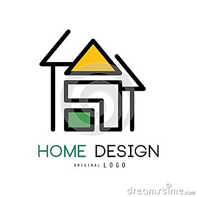 Abstract house for logo design. Original vector emblem for shop home decorative objects, interior decorators and Vector Illustration