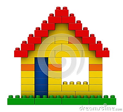 Abstract house from plastic building blocks Stock Photo