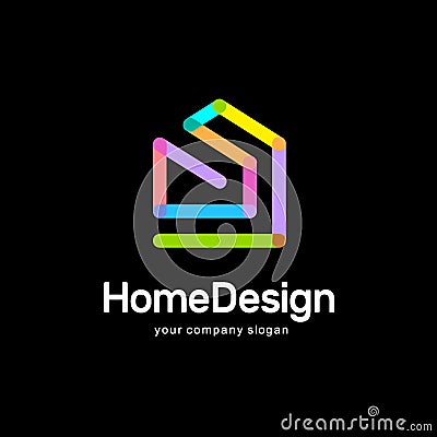 Abstract house vector logo template. Colorful sign. Home design Vector Illustration