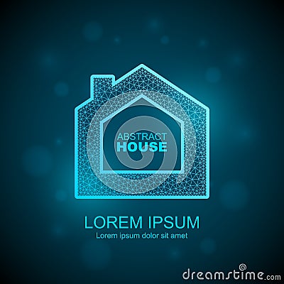 Abstract house wireframe icon. Smart home automation concept Vector Illustration