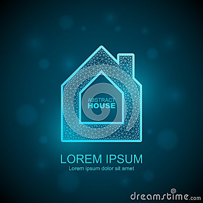 Abstract house wireframe icon. Smart home automation concept Vector Illustration