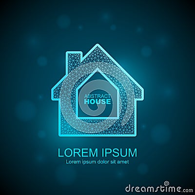 Abstract house wireframe icon. Smart home automation concept Cartoon Illustration