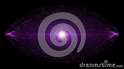 Abstract HUD Design With Glowing Light Particles Orbiting Around Disk Shaped Object Stock Photo