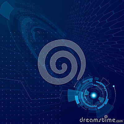 Abstract hud future technology design. Futuristic cyberspace tech development concept. Sci fi interface system. Vector illustratio Vector Illustration