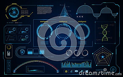 Abstract hud intelligence interface data computing screen concept design background Vector Illustration