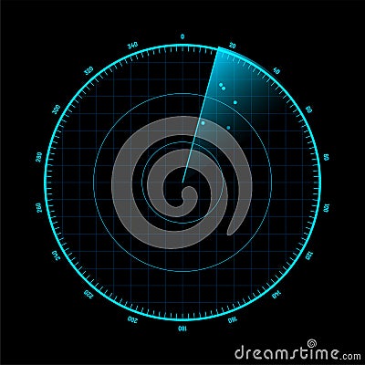 Abstract HUD interface element radar with targets detection on screen Cartoon Illustration