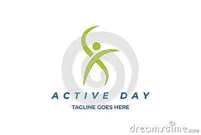 Abstract Human Active for Yoga Health Gym Sport Logo Design Vector Vector Illustration