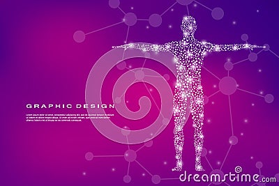 Abstract human body with molecules DNA. Medicine, science and technology concept. Vector illustration. Vector Illustration