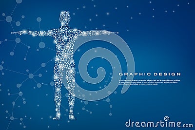 Abstract human body with molecules DNA. Medicine, science and technology concept. Vector illustration. Vector Illustration