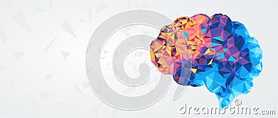 Abstract human brain. Artificial intelligence technology. Science background Vector Illustration