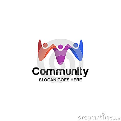 Abstract human logo design related with human social, unity, together, connection, team work, team goal, relation and community Vector Illustration