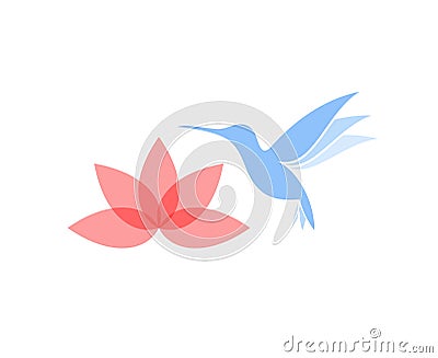 Abstract hummingbird with flower Vector Illustration