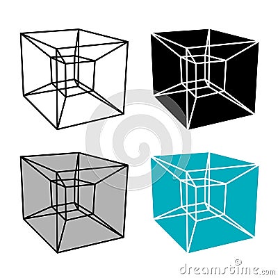 Abstract hypercube simple symbol Vector Illustration