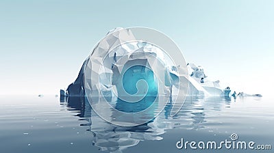 An abstract iceberg floating on a calm sea, most partly undersea. Stock Photo