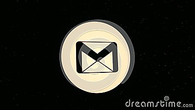 Abstract icon of the envelope in the circle rotating and becoming a cloud of small particles. Animation. Messages and Editorial Stock Photo