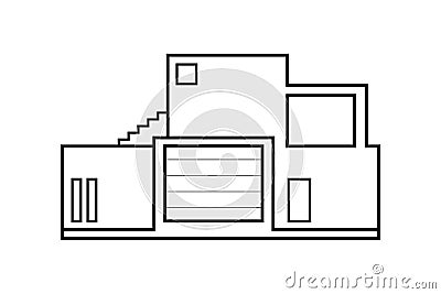 Abstract icon outline, modern office building vector illustration Vector Illustration