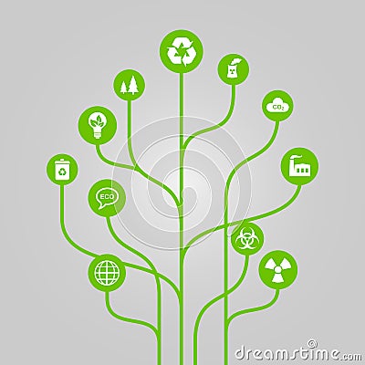 Abstract icon tree illustration - environment, ecology and nature protection concept Vector Illustration