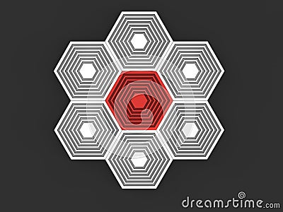 Abstract iconic hexagon shapes Stock Photo