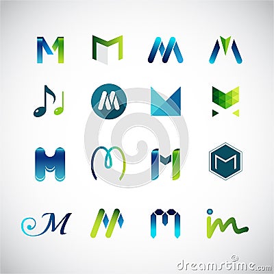 Abstract icons based on the letter M Vector Illustration