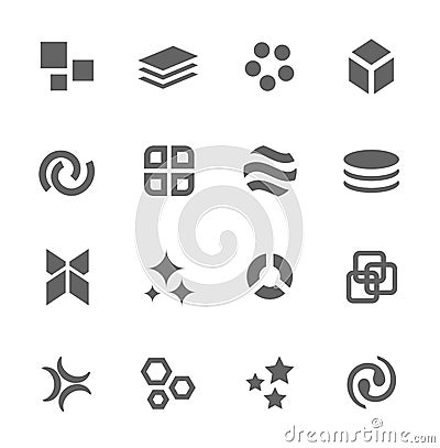 Abstract Icons. Set of 16 elements. Vector Illustration