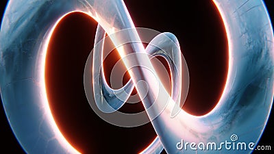 Abstract illuminated colourful vibrant twisted swirl geometry shape morphing representing eternity concept Cartoon Illustration